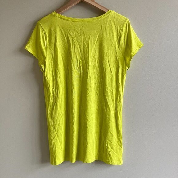 Ann Taylor Tee Shirt Top Yellow Womens Size L V Neck Cap Sleeve - Picture 4 of 4
